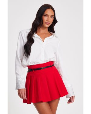 Quiz Pleated Mini Skirt - Red