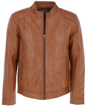 Ashwood Leather 'Alberto' Biker Jacket - Brown