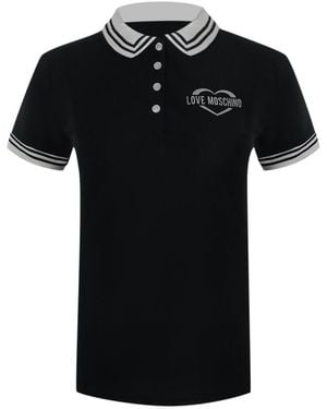 Moschino Love Heart Logo Polo Shirt Cotton - Black