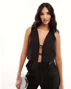 Kaiia Buckle Detail Waistcoat Co-Ord - Black