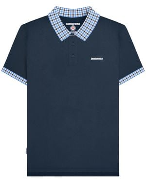 Lambretta Ss25 Gingham Big & Tall Polo Shirt Cotton - Blue