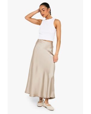 Boohoo Satin Midaxi Skirt - White