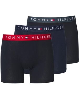 Tommy Hilfiger Underwear 3Pack Th Original Logo Waistband Trunks Soft Boxer - Blue