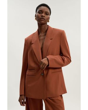 Karen Millen Tailored Twill Essential Single Breasted Oversized Blazer - Brown