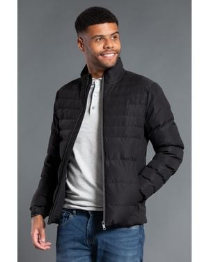 Nines Funnel Neck Padded Jacket With Zip Fastening - Blue