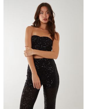 Pink Vanilla Sequin Corset Top - Black