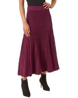 Roman Petite Metallic Knit Midi Skirt - Red
