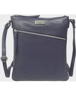 Assots London 'rosy' Navy Pebble Grain Soft Real Leather Crossbody Bag - Blue