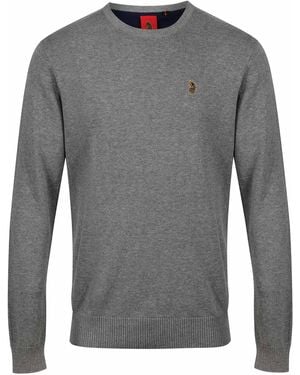 Luke 1977 Gerard 3 Pure Cotton Crew Neck Jumper - Grey