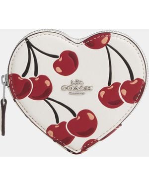 COACH Heart Coin Case With Cherry Print - Red