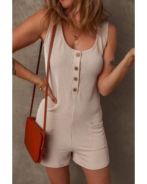 Azura Exchange Ribbed Knit Sleeveless Jumpsuit - Brown
