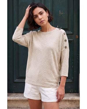 Roman Button Detail Top - Black