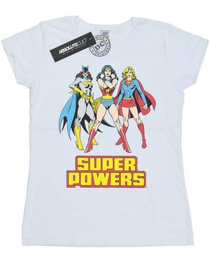 Dc Comics Wonder Super Power Groep Katoenen T-Shirt - Wit