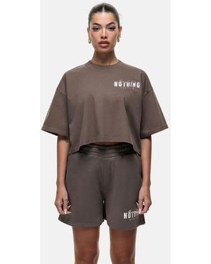 Good For Nothing Relaxed Cropped T-Shirt - Brown