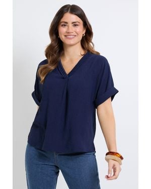 Wallis Pintuck Detail T Shirt - Blue