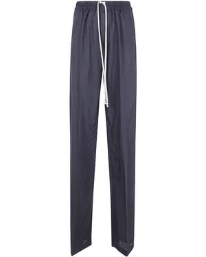 Rick Owens Drawstring Cotton Trousers - Blue