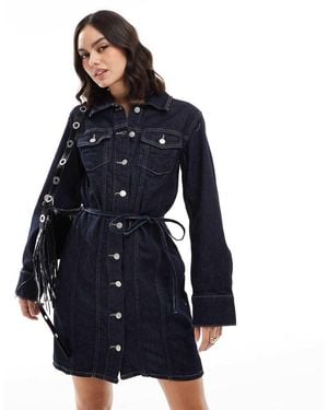 Vero Moda Buttondown Denim Mini Dress - Blue