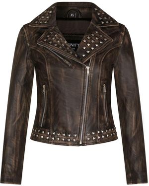 Infinity Leather Gothic Biker Jacket With Studs-Bilbao - Black