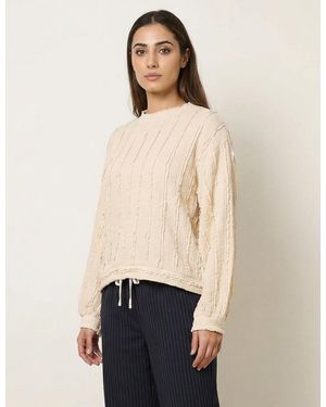 Blue Vanilla Ruffle Detailed Sleeve Top - Natural