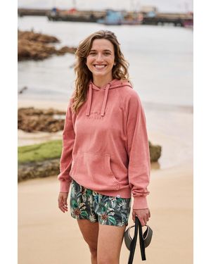 Mountain Warehouse 'Kaya' Graphic Hoodie With Drawcord Adjustable Hood Cosy Pullover Cotton - Red