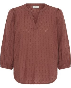 Kaffe Blouse Met Korte Mouwen Kabea Blouse Met Korte Mouwen Loose Fit - Bruin