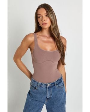 Boohoo Seamless Scoop Neck Sleeveless Bodysuit - Blue