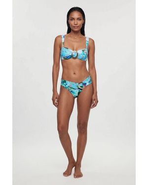 Karen Millen Chain Print Bandeau Metal Trim Detail Bikini Top - Red