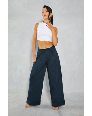 MissPap Pleated Waist Detail Baggy Trouser - Blue