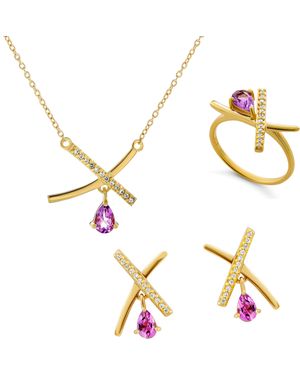 Orphelia 'charlotte' Dames 925 Sterling Zilveren Set: Ketting + Oorbellen + Ring - Metallic