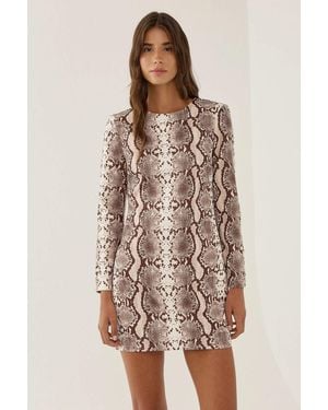 Hiccup Patterned Mini Dress - Brown