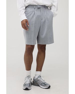 BoohooMAN Herringbone Tailored Short - Grey