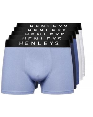 Henleys Inkset Boxer Shorts 5Pk - Blue