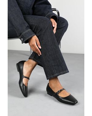 Where's That From Wheres 'Jordan' Wide Fit Mary Jane Flats With Buckle Strap - Black