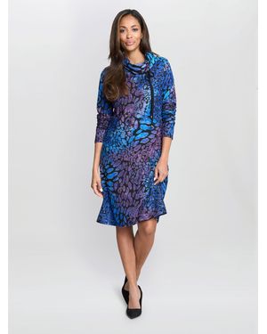 Gina Bacconi Aileen Abstract Print Dress - Blue