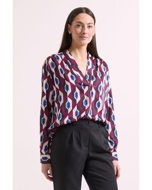 PRINCIPLES Printed V Neck Yolk Detail Blouse - Red