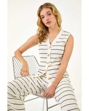 D.u.s.k Stripe Buttoned Waistcoat - White