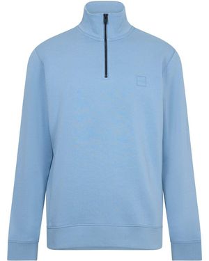 BOSS Zetrust Zip Neck Soft Terryclover The Head Sweatshirt - Blue