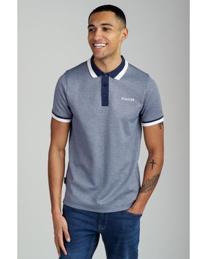 Firetrap Regular Fit Cotton Rich Jacquard Polo - Blue