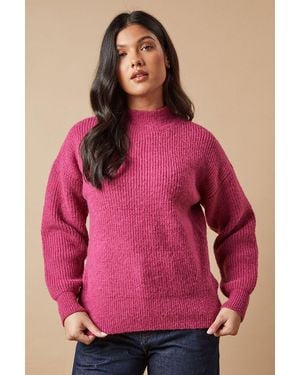 Oasis Ribbed Crew Neck Jumper - Pink