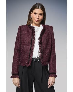 Wallis Boucle Trim Detail Jacket - Purple