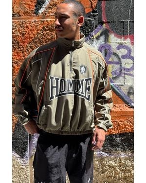 BoohooMAN Oversized Homme Colour Block Sports Jacket - Green
