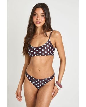 Boohoo Polka Dot Essentials Scoop Bikini Top - Black