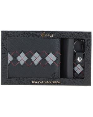 Gabicci '305' Real Leather Wallet & Key Ring Gift Set - Black