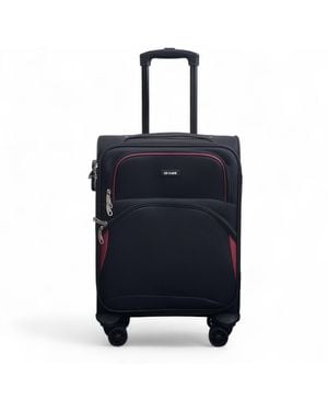 Infinity Leather Soft Shell Cabin 48 X 37 X 20 Cm Secure Travel Luggage Suitcase Suitable For Easyjet, Ryanair - Blue