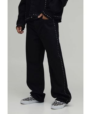 BoohooMAN Studded Relaxed Fit Co-Ord Jeans - Black