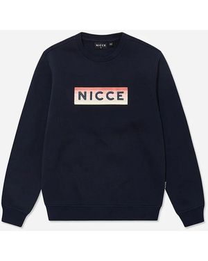 Nicce London Long Sleeve Crew Neck Pullover Jumpers 204 1 03 02 0003 Cotton - Blue
