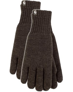 Heat Holders Thermal Gloves With Protective Ribbed Cuff - Brown