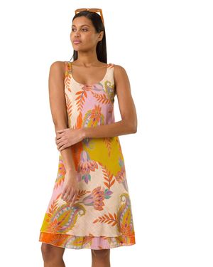 Roman Paisley Double Layer Dress - Orange
