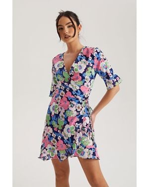Urban Bliss Lex Floral Mini Wrap Dress - Blue