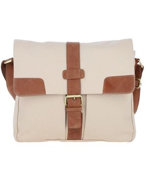 Fenland Sheepskin Genuine Leather X Canvas Crossbody Bag - Natural